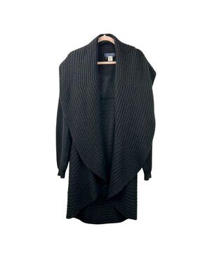 Helen Welsh Cardigan Italy Women Size Missy M/L Black Ribbed Mohair & Wool Blend